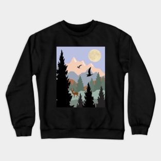 Buck and birds in the Mountains Crewneck Sweatshirt